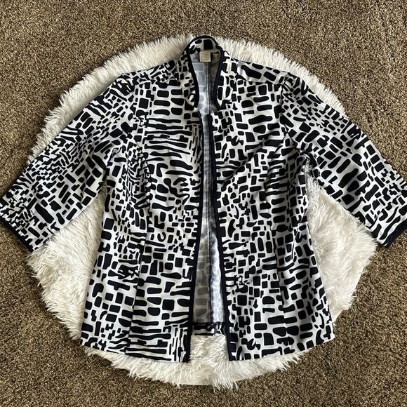 Salon Studio Jacket & Matching Tank Top Lightweight Blue White Womens Size SP - Picture 2 of 9